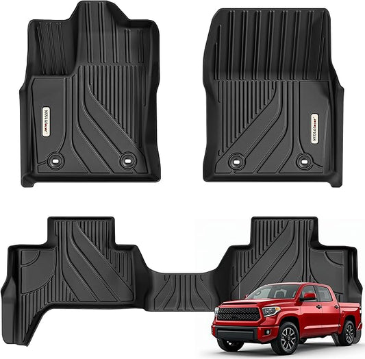 YITAMOTOR Floor Mats Fits for Toyota Tundra Double Cab 2026 2025-2022, Custom Fit Tundra Car Mats, All-Weather TPE Front and Rear Row Floor Liners, Black