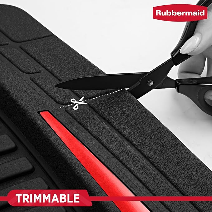Rubbermaid Car Floor Mats Full Set – Premium All-Weather Car Mat with Brushed Aluminum Inserts, Universal Trim-to-Fit Design, Anti-Slip Backing for Cars, SUVs, Trucks, and Vans