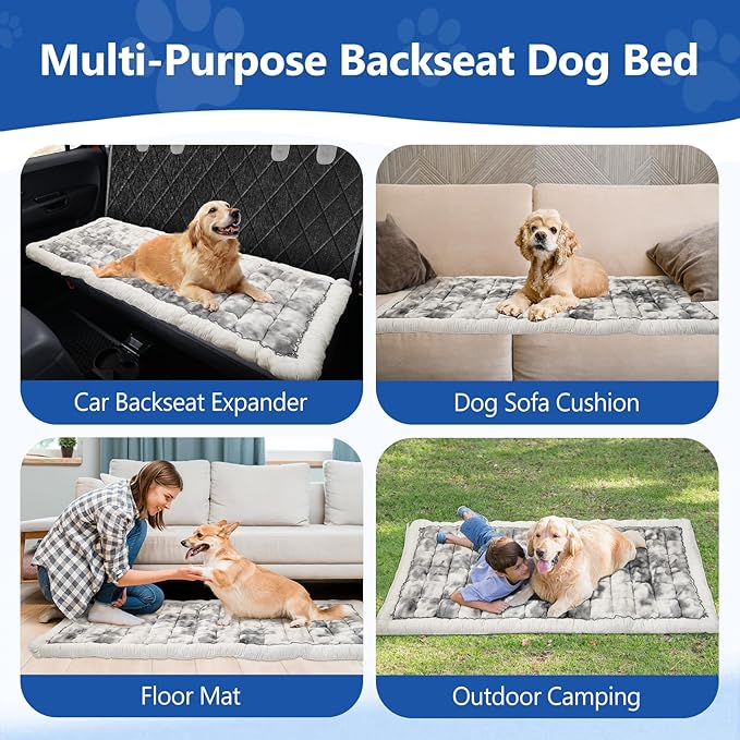 Thickened Dog Bed for Car Back Seat, Upgraded Bottom Non-Slip，Fits Hard Bottom car seat Cover for Dogs, Premium Mixed Color ，Dog Car Seat Cover