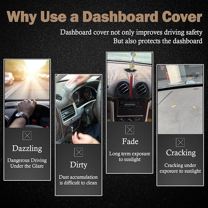 KEYOOG Dashboard Cover Dash Mat Fit for to-yota Highlander 2024-2020 (Without HUD Models),Car Dash Board Mat Anti-Glare Carpet,Non-Slip Pad Sunshield Protector (Black)