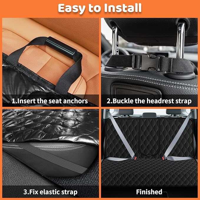 URPOWER Dog Car Seat Cover for Back Seat - Waterproof Dog Bench Cover Fits Middle Armrest for Full Size SUVs & Trucks, Nonslip Backseat Protector for Pets and Kids