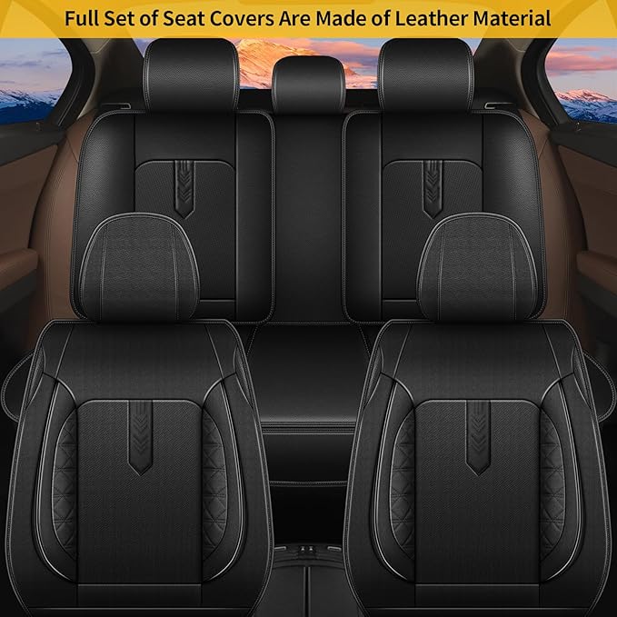 AOMSAZTO Car Seat Covers Fit for Chevrolet Blazer 2019-2025 2026 Full Set Leather Car Seat Cover Automotive Seat Cushion Seat Protector Waterproof Compatible Airbag(5 Seats,Black)