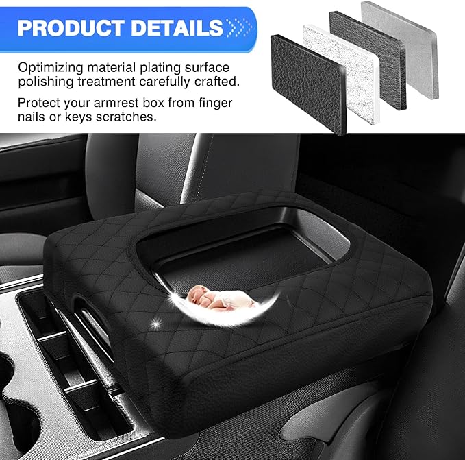 Autorder Center Console Cover for 2014-2018 Chevy Silverado/GMC Sierra Accessories Armrest Cover Anti-Scratch Middle Console Pad Leather Armrest Protector(ONLY for Split Bench Seat Console)