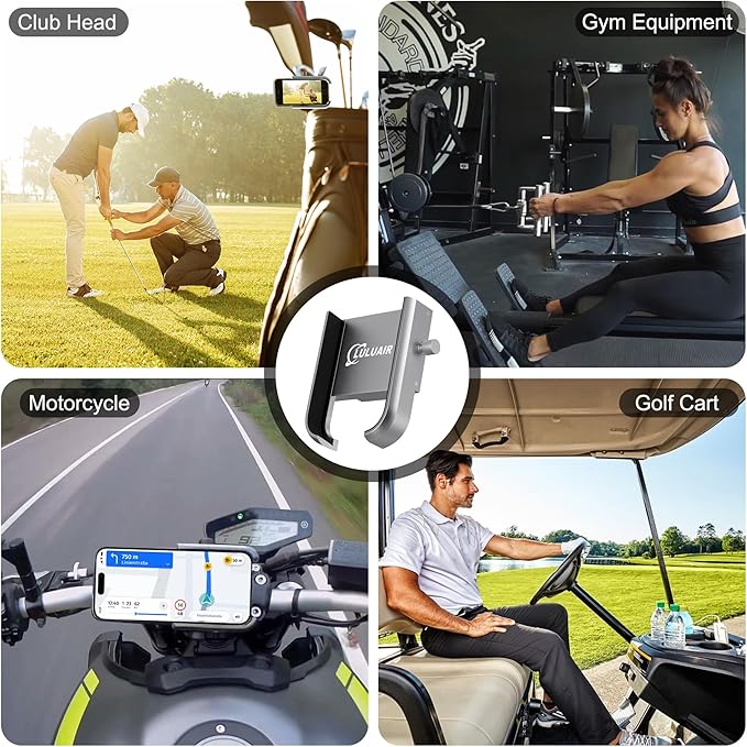 Golf Cart Phone Holder - Slim Smartphone Mount for Golf Cart, Ultra-Strong Magnet - Golf Cart Accessories, Rotatable Universal Magnetic Phone Holder for Golf Cart(Silver)