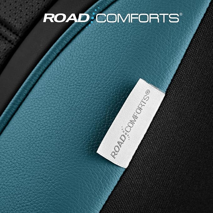 Road Comforts Leather Seat Covers, Breathable Car Seat Covers Full Set for Men,Airbag Compatible, Automotive Seat Covers Set Universal Fit Most Cars,Vans,Truck,SUV