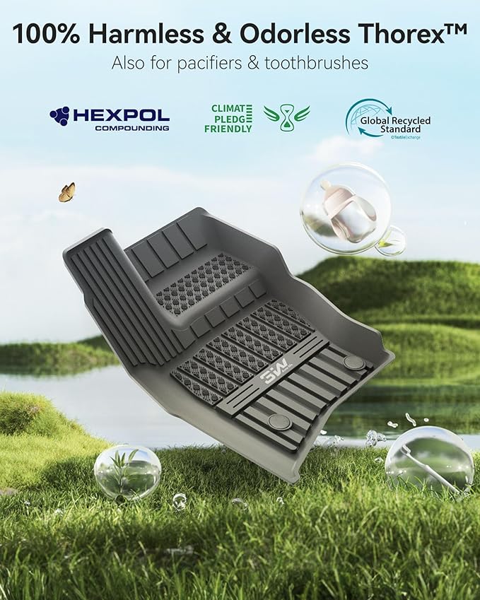 3W Floor Mats Fit Land Rover/Range Rover Defender 110 (4 Doors 5 Seat Only) 2020-2024 2025 (Not for Defender 110s/Rubber Flooring), TPE All Weather Custom Fit Floor Liner Full Set, Black