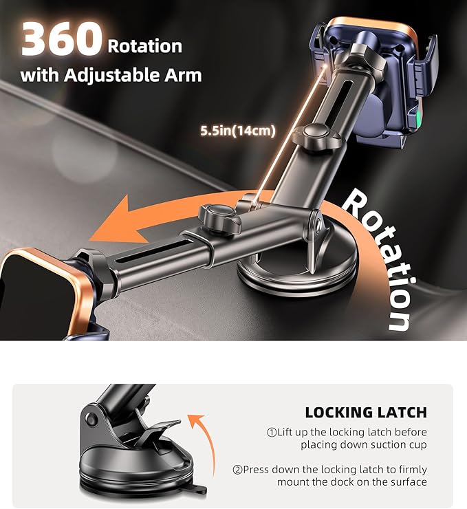 Dual Coil 15W Car Phone Holder Wireless Car Charger -Auto Clamping- Charging Phone Holders for Your Car Dash Vent Windshield, for Flip S25/S24/S23/S22, iPhone 17/16/15/14