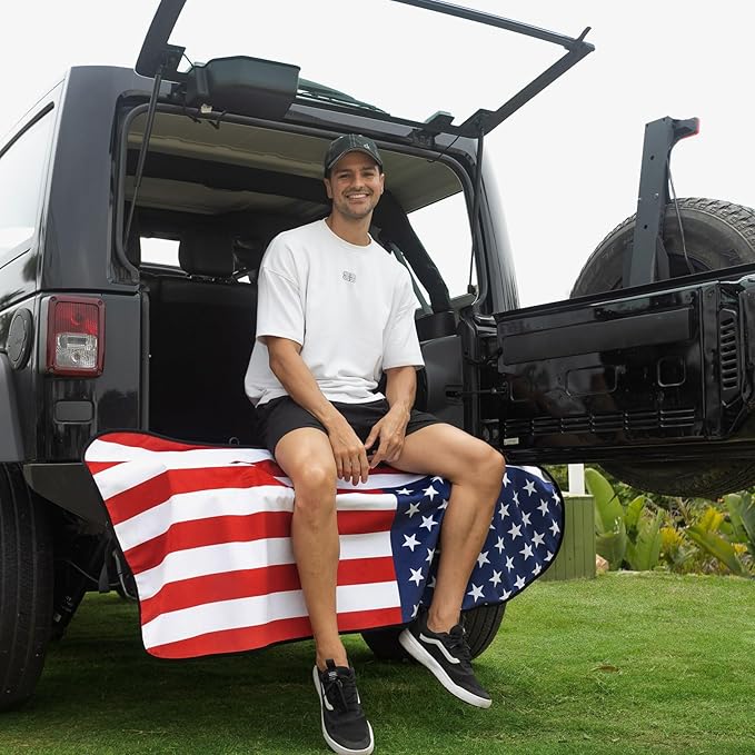 Universal Waterproof Car Seat Covers USA Flag - Automotive Seat Cushion for Sedan SUV Truck Front OR Rear Seats - Anti Slip Car Seat Protector Suit for After Yoga Gym Hiking Running Workout Sport