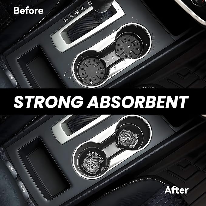 Absorbent Car Coasters for Cup Holders, 2 Pack Universal Anti Slip Ceramic Cup Coaster for Women Men 2.56 Inch Car Interior Accessories - Vintage Ouija 022