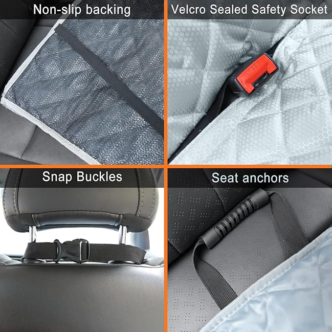 Dog Back Seat Cover Protector, Waterproof Dog Car Seat Covers, Heavy-Duty & Nonslip Backseat Protection for Dogs and Kids, Compatible Pet Car Seat Cover for Cars, Trucks & SUVs