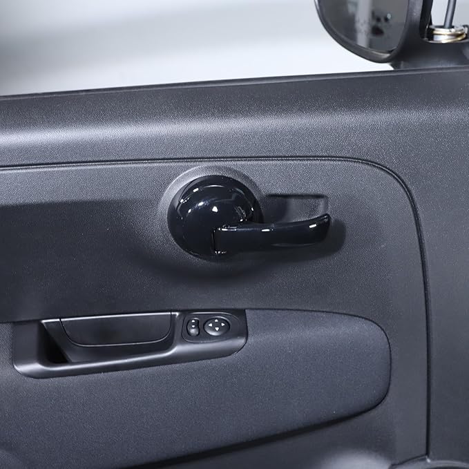 4PCS Inner Door Handles Cover Trim Compatible with Fiat 500/500 Abarth 2010-2024 Car Inner Door Handles Cover Protector Trim ABS Interior Decorative Cover Trim Sticker (Glossy Black)