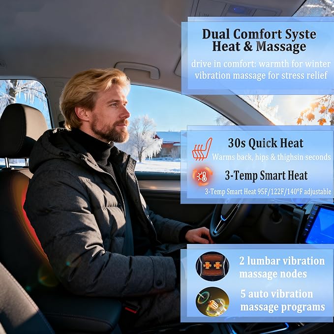 16-Fan Ventilated Car Seat Cooler with Massage, 12V All-Season Cooling Cushion for Front Seats in Cars and SUVs (Cooling&Heated&Massage-2)