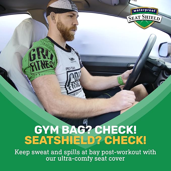 UltraSport Waterproof Towel Car Seat Cover, Universal Fit, Sweatproof & Odor-Resistant Front Seat Protector, Quick-Dry, Machine Washable for Gym, Pets, Travel, Outdoor Adventures, Gray