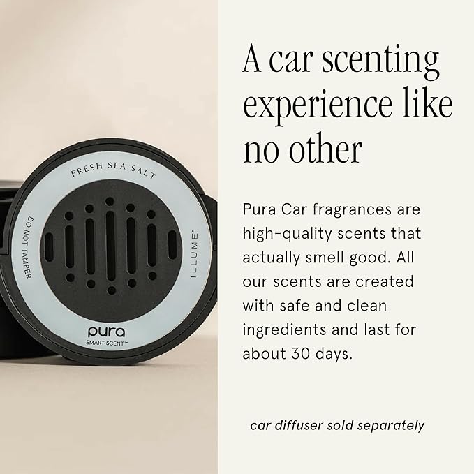 Pura Car Scent Refill - Fragrance for Pura Car Diffuser - Clean & Safe Luxury Diffuser Scent - Long-Lasting Fragrance for 30 Days of Aroma - Fresh Sea Salt