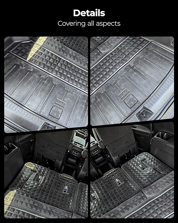 3W Seat Back Mats & Cargo Mat for Chevrolet Chevy Traverse 2024-2026 & GMC Acadia 2024-2026 & Buick Enclave 2025-2026, All Weather TPE Custom Fit Cargo Mat Trunk Liner with Backrest Mat, Black
