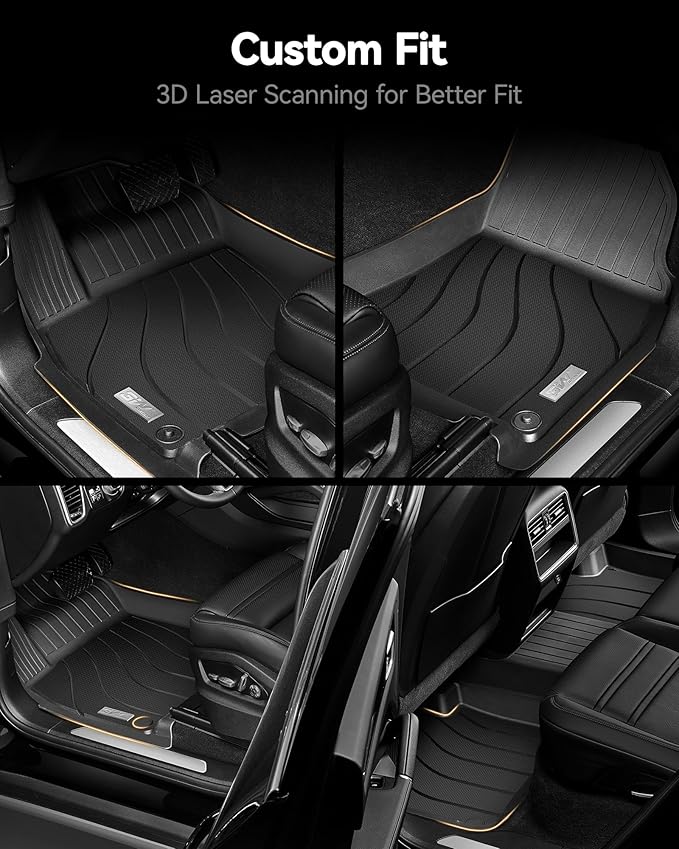 3W Floor Mats Fit Porsche Cayenne 2019-2024 2025 (5 PCS), TPE All Weather Custom Fit Floor Liner for Porsche Cayenne 1st and 2nd Row 5 PCS Car Mats, Black