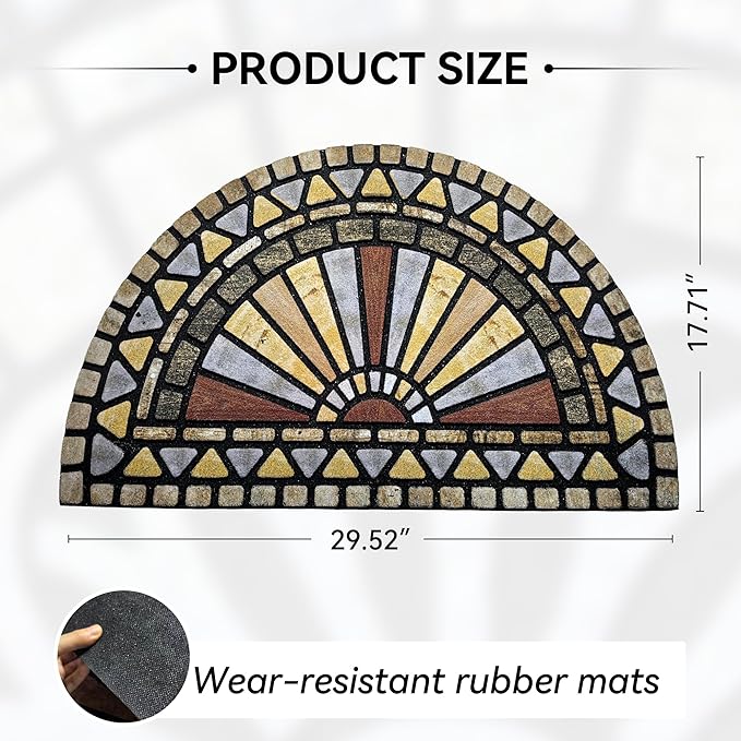 Outdoor Rubber Mat 17.71"x29.52" Heavy Duty, Waterproof Doormat for Outside Entrance, Non-Slip Backing, Easy Clean Patio Carpet for Garage, Porch, Deck, Kitchen (Yellow)