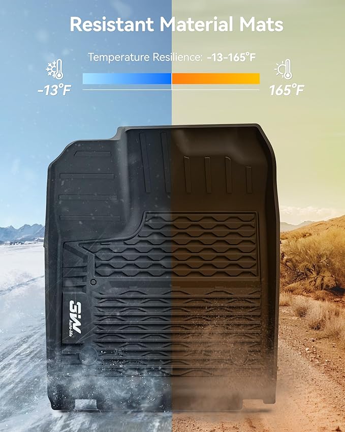 3W Floor Mats & Cargo Liner Fit Nissan Murano 2025, All Weather TPE Non-Slip Custom Fit Floor Liners Set for Murano, Heavy Duty Automotive Protection Full Set Car Mats & Trunk Mat, Black