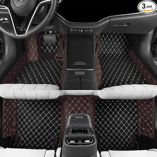 Luxury car Floor mats are for 99% of Vehicle Models,All Weather car Floor mats Provide Comprehensive Protection for Vehicles,Floor mats for car Personalized Customization! (Black-Dark Brown)