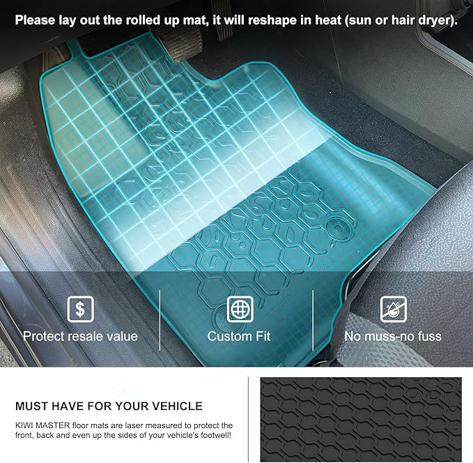 KIWI MASTER Floor Mats & Cargo Mat for 2015-2023 Jeep Renegade OEM Replacement 82214194 82214195 Front Rear 2 Row Trunk Tray All Weather Slush Mat Liners Black