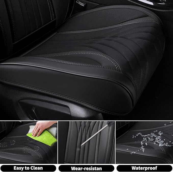 FLORICH Universal Leather Car Seat Protector, 5-Seat Set, Black Automotive Accessories for Sedan SUV Pick-up Truck