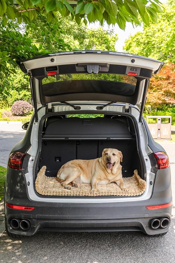 Non-Slip Dog Bed Mat for Car, Fuzzy Backseat Pet Mat, Travel Pet-Friendly Seat Cover for Cars, Compatible with Backseat Extenders and Seat Protectors 24.8x54 inch