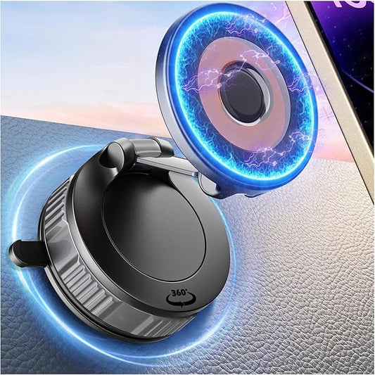 Phone Holders for Your Car Adjustable Upgraded Vacuum Magnetic Suction Cup Phone Mount for Car/Gym/Mirror,Magnetic Car Phone Holder Compatible with iPhone Android and All Smartphones (Black)