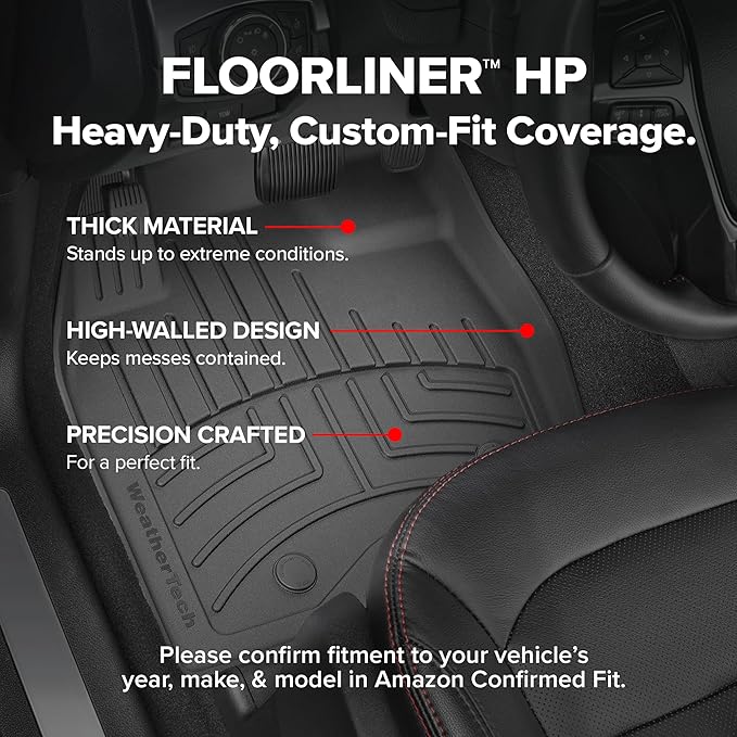 Weathertech FloorLiner HP Custom Fit Floor Mats for Chevrolet Silverado, Silverado 2500HD/3500HD, Silverado 1500-1st & 2nd Row (46066-1-0IM), Grey