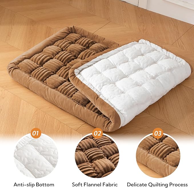 Soulbond Backseat Pet Bed Mat,Dog Bed for Car,Fuzzy Dog Seat Cover for Car Back Seat, Non-Slip Travel Pet Mat, Fit for Backseat Extenders and Seat Covers(Dark Brown)