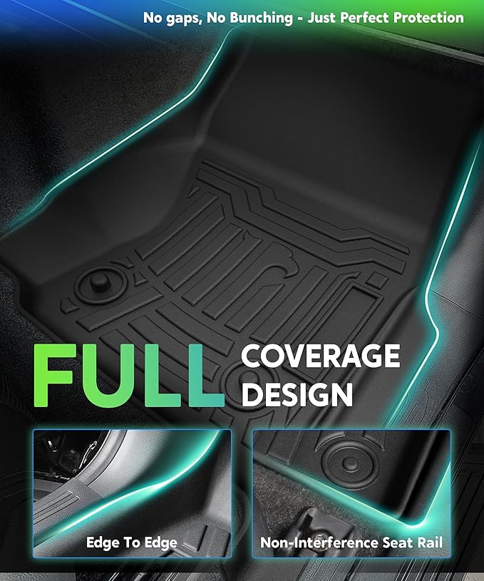 TPE All-Weather Floor Mats for Toyota Tacoma 2024 2025 2026 Double Cab| Custom Fit Floor Liners | Car Accessories Floor Liner，1st & 2nd Row Protection | Durable, Odorless (3-Piece Set, Black)