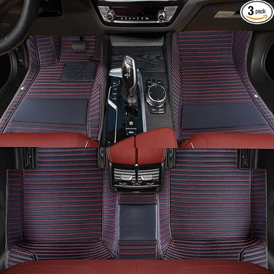 Luxury car Floor mats are for 99% of Vehicle Models,All Weather car Floor mats Provide Comprehensive Protection for Vehicles,Floor mats for car Personalized Customization! (Black=red)