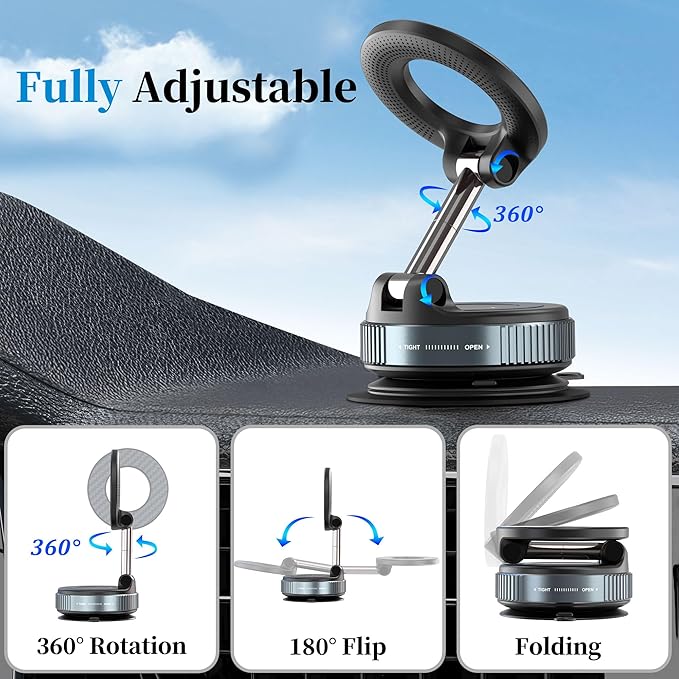 PlusAcc Vacuum Magnetic Phone Holder for Car (No Charging)