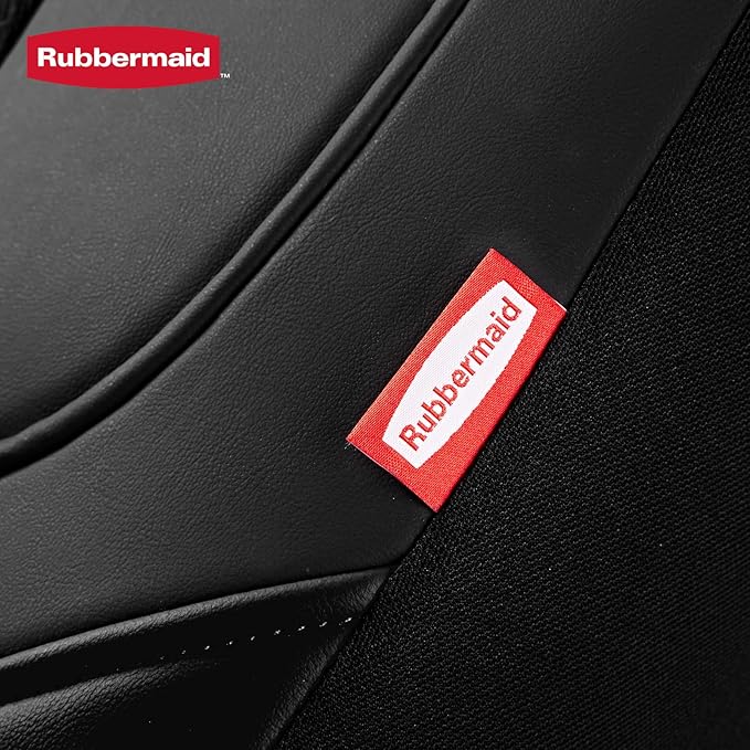 Rubbermaid Car Seat Cover, Leather & Air-Cool Mesh Front Seat Cover, Airbag Compatible, Slip-On Installation, Automotive Seat Cover Universal Fit for Most Cars, Trucks, SUVs-Black