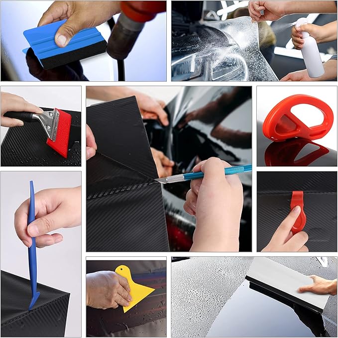 DIYSELF Window Tint Kit for Cars, 45 Pcs Vehicle Glass Protective Film Wrapping Set, Squeegee for Vinyl, Vinyl Wrap Tools, Window Tint Tools, Car Film Kit