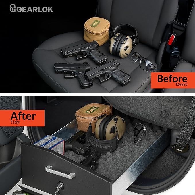 GearLok UnderSeat Truck Locker – Secure Under Seat Storage for GMC Trucks – Lockable Truck Organizers and Storage for Tools, Ammo and Equipment