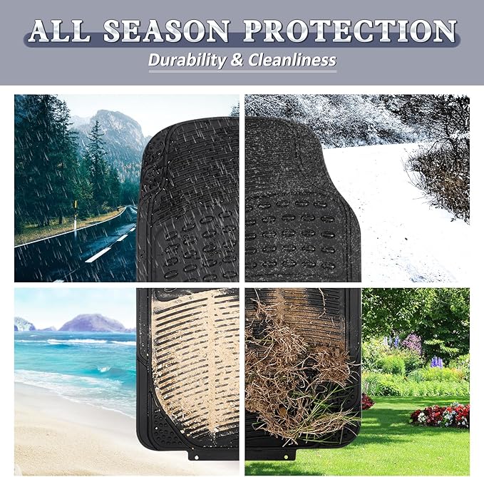 Waterproof Car Mats Full Set, 4-Piece All Weather Floor Mats for Sedan Truck SUV, Durable Heavy Duty Automotive Floor Liners, Ideal for Protecting Your Vehicle Interior from Dirt and Moisture