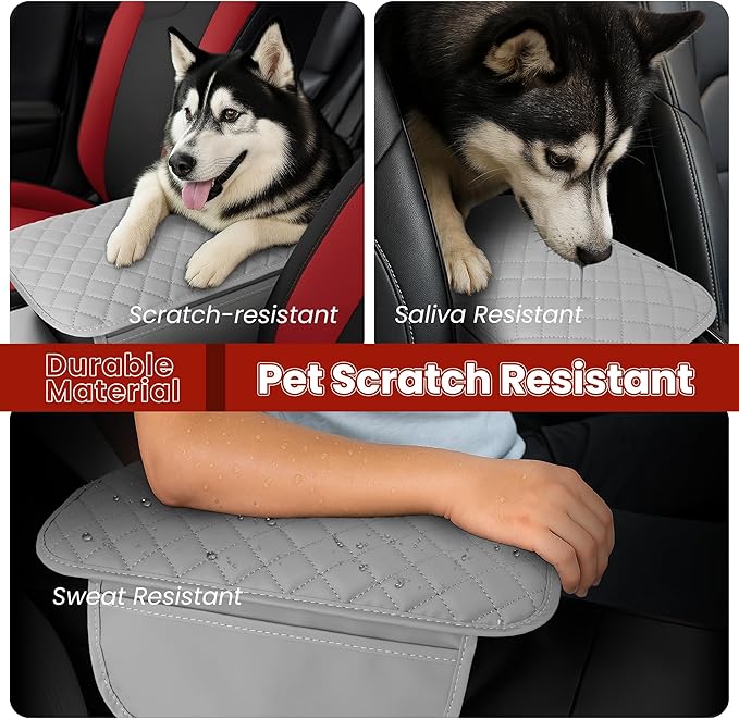 DS Upgraded Car Center Console Cover with 2 Storage,Arm Rest Covers Armrest Cover for Car, Microfiber Leather Car Armrest Cover Cushion, Universal Car Interior Accessories for Vehicles（Gray Longer）