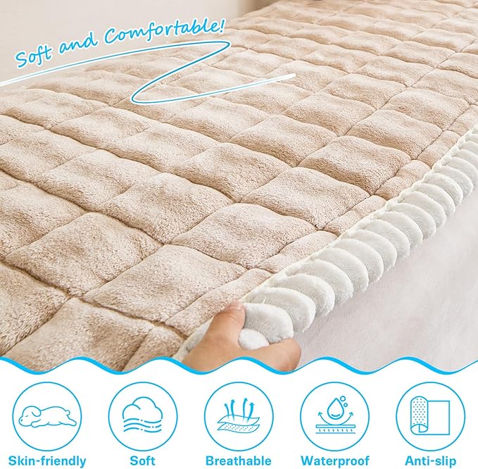 Dog Car Seat Cover for Back Seat, Dog Bed for Car, Fit for Backseat Extenders, Car Seat Protector, Nonslip Soft Durable for Cars Trucks and SUVs (Light Brown and White, 24.8"*54")