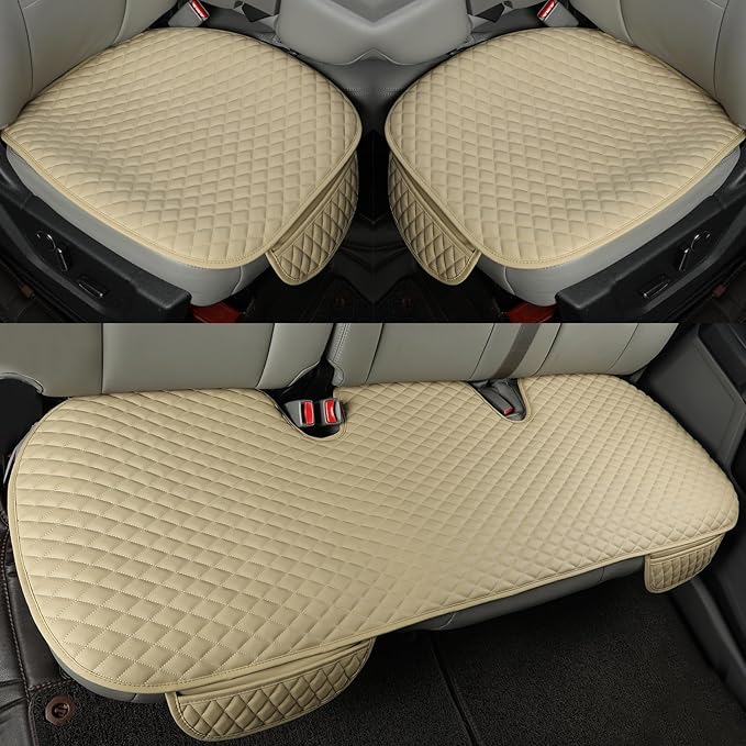 West Llama PU Leather Car Seat Covers Protectors, Bottom Seat Covers for Cars Fit Ford F-150,F-250,F-350(Beige)