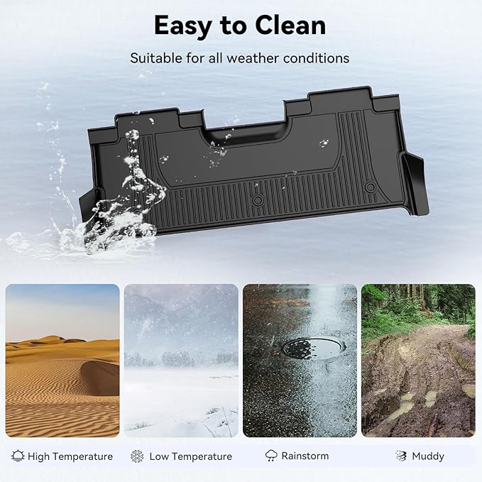 AOMSAZTO Floor Mats for 2017-2025 Ford F-250/F-350/F-450/F-550 SuperCrew Cab - 1st and 2nd Row All Weather Floor Liners for F250 / F350 / F450 / F550 SuperDuty Crew Cab with Storage Box