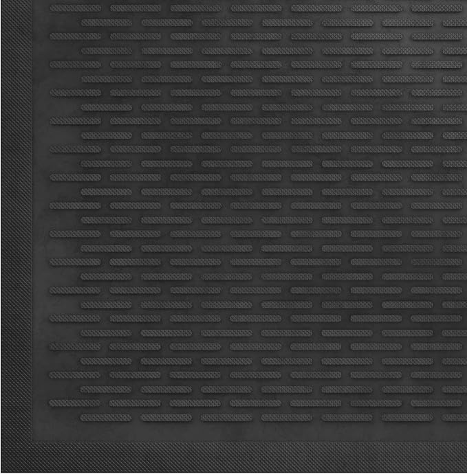 Ottomanson Heavy Duty Rubber Floor Mat – Non-Slip, Waterproof, Easy to Clean – Utility Rug for Entryway, Kitchen, Garage, or Patio – Stain Resistant, Hose Washable – 35" x 60", Black