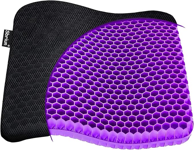 Gel Seat Cushion - Enhanced Double Thick Egg Seat Cushion with Non-Slip Cover - Office Chair Car Seat Cushion - Sciatica & Back Pain Relief - Perfect for Office Chair Car Wheelchair Travel