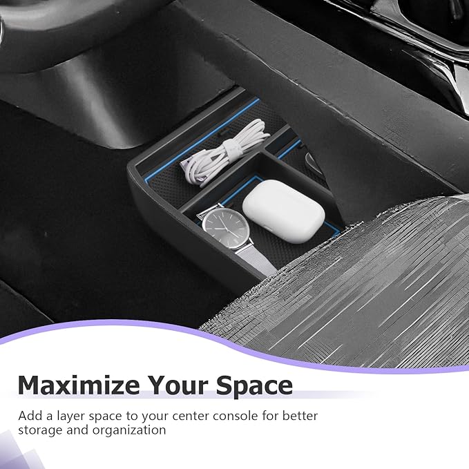 LUWU 2025 ID4 Lower Center Console Tray Storage Box for 2021 2022 2023 2024 2025 ID.4 Accessories 2025 ID 4 Armrest Console Organizer ABS Material Blue-trim