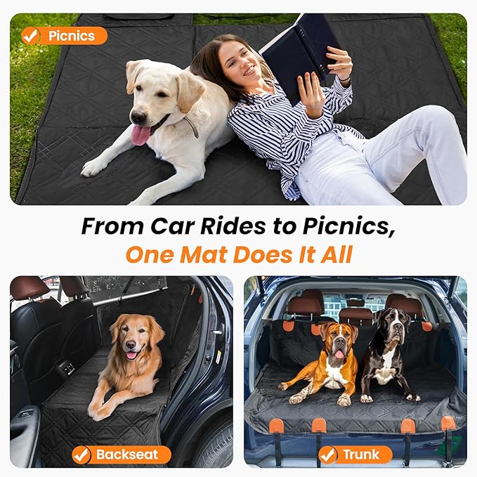 Dog Car Seat Cover for Back Seat: Hard Bottom Back Seat Extender for Dogs - Durable Dog Hammock for Car Truck SUV - Waterproof Car Seat Protector for Dogs, Prevent Pet Falls, Easy to Install