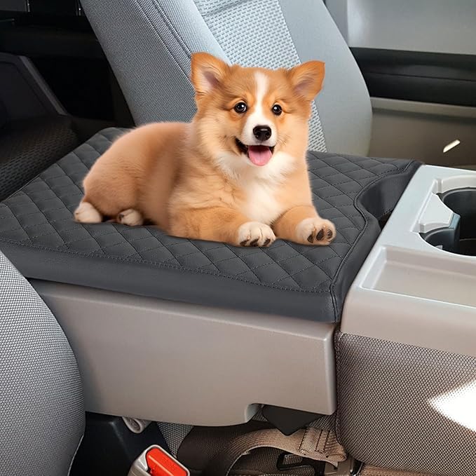 Xaido Center Console Cover Compatible with 2015-2024 2025 Ford F150 & 2017-2025 F250 F350 F450 with 40/20/40 Jump Seat, Leather Armrest Protector Pad (Jump Seat Only)