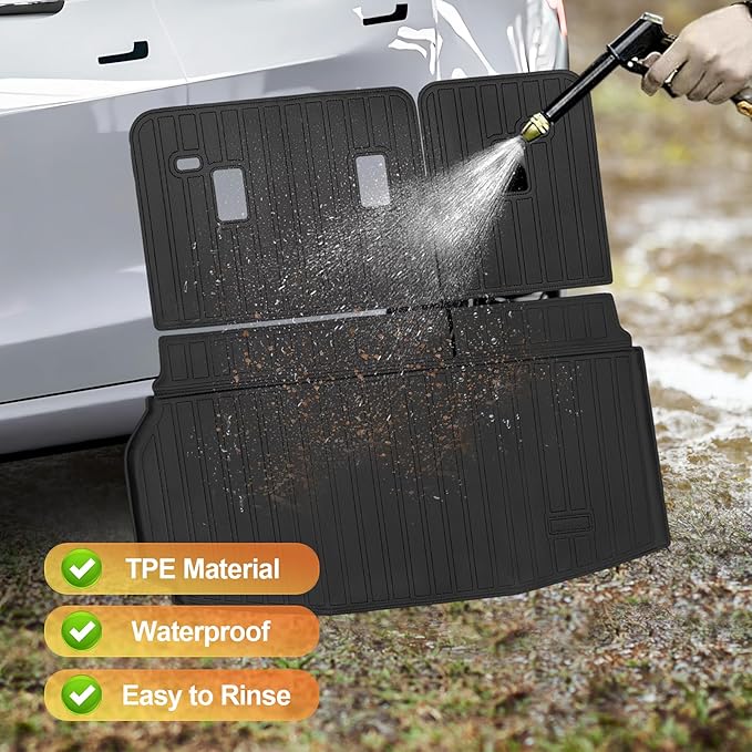 Sze Cargo Mat with Backrest Mats for 2024 2025 2026 Chevy Traverse (NOT 2024 Limited) & 2025 2026 Buick Enclave Trunk Mat TPE Seats Back Mat All Weather Cargo Liner for Chevy Traverse Accessories