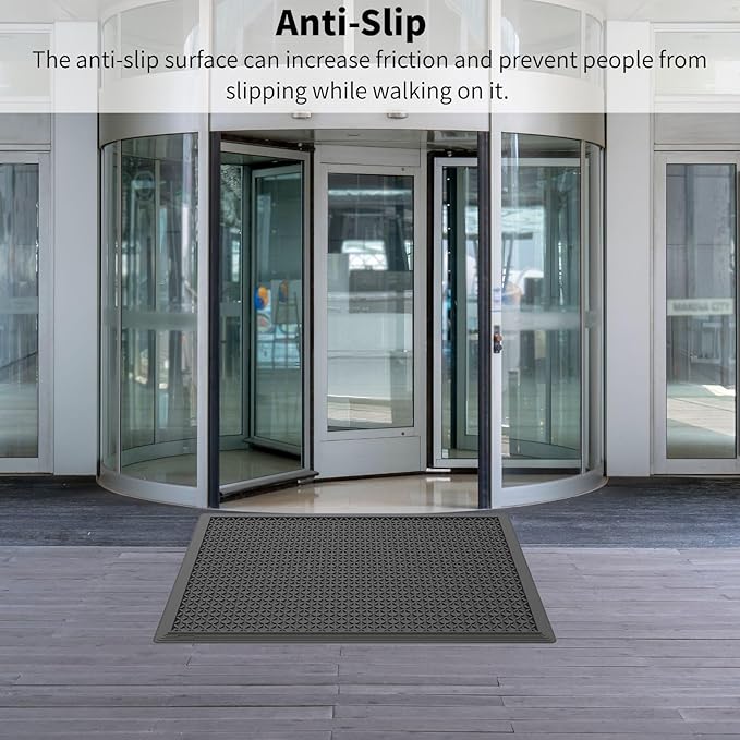 Rubber Scraper Mat for Shoes - Heavy Duty Non-Slip Entryway Mat, Mud Trapping with Deep Grooves, Waterproof Anti-Fatigue for Indoor/Outdoor, Garage Home Dust Control (4 Pack - 36" x 24")