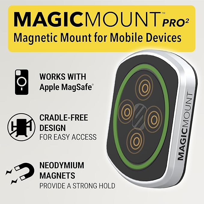 Scosche MP2WDHD MagicMount™ Pro2 Heavy Duty, Extra-Strong Suction Cup Cell Phone Mount, Windshield/Dashboard Magnetic Phone Holder with Anti-Shake Stabilizer for iPhone, Android, Tablet, Car, Truck