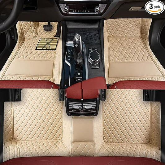 Luxury car Floor mats are for 99% of Vehicle Models,All Weather car Floor mats Provide Comprehensive Protection for Vehicles,Floor mats for car Personalized Customization! (Beige)