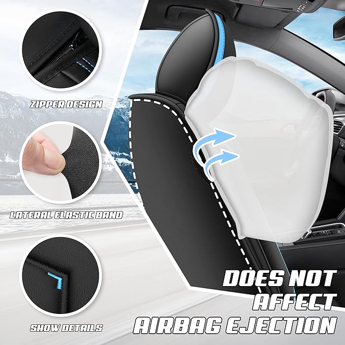 Car Seat Covers Fit for Toyota Camry 2000-2025, Stylish Sport Seat Covers, Waterproof Wear-Resistant Premium Nappa Leather Car Seat Cover.(Full Set with Pillow/Black Blue)